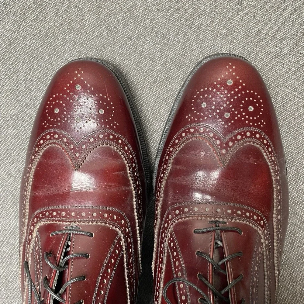 VTG Florsheim Imperial Shortwing Wingtip Oxford 11 EEE Burgundy Leather 93327
